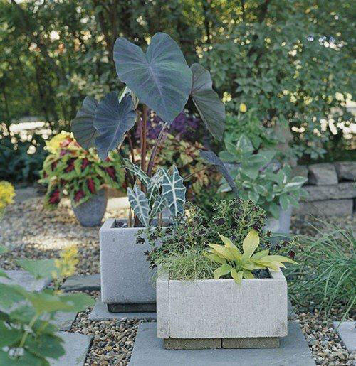 a planter made from paver stones